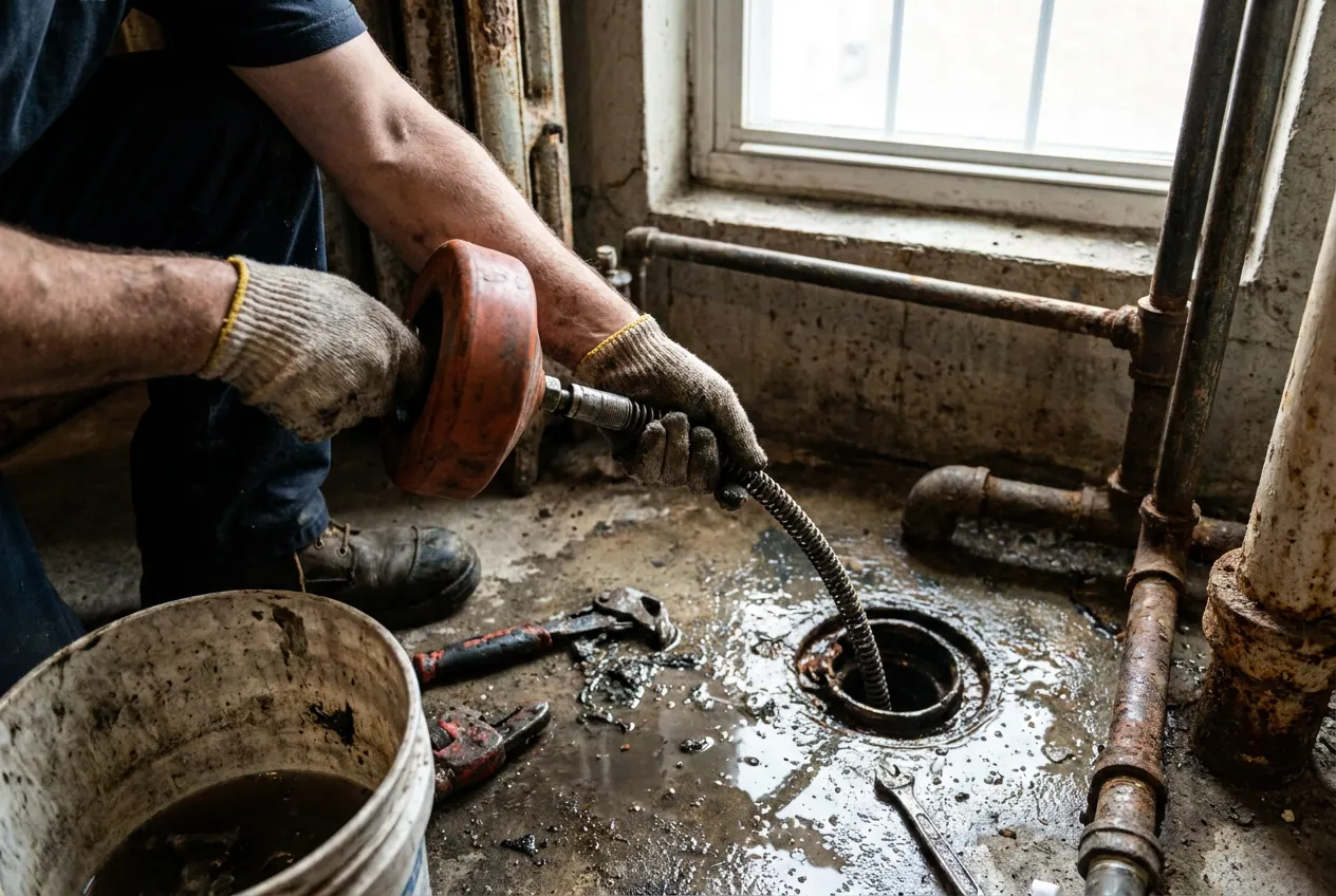 Débouchage d'une canalisation d'évier au furet dans une cuisine à Chilly-Mazarin